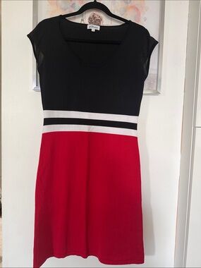 Aria Black, White and Red Fit-and-Flare Mini Dress